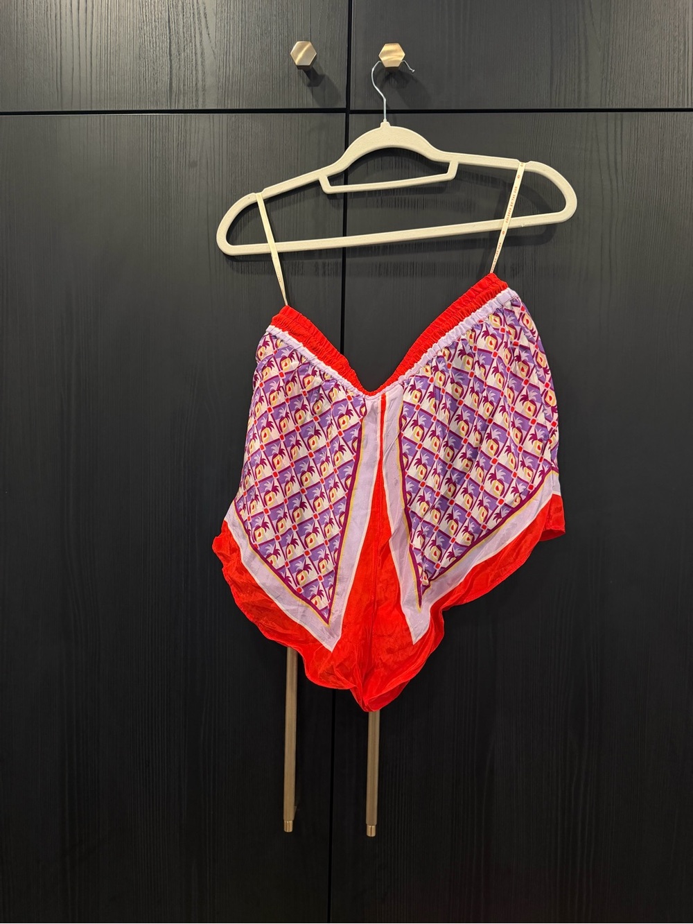 FARM Rio Red & Purple Printed Satin Pajama Shorts - Picture 3 of 3